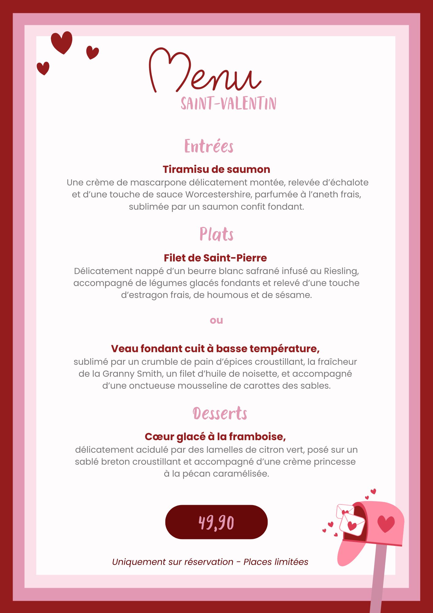 Menu Saint Valentin à Blanquefort près de Bordeaux